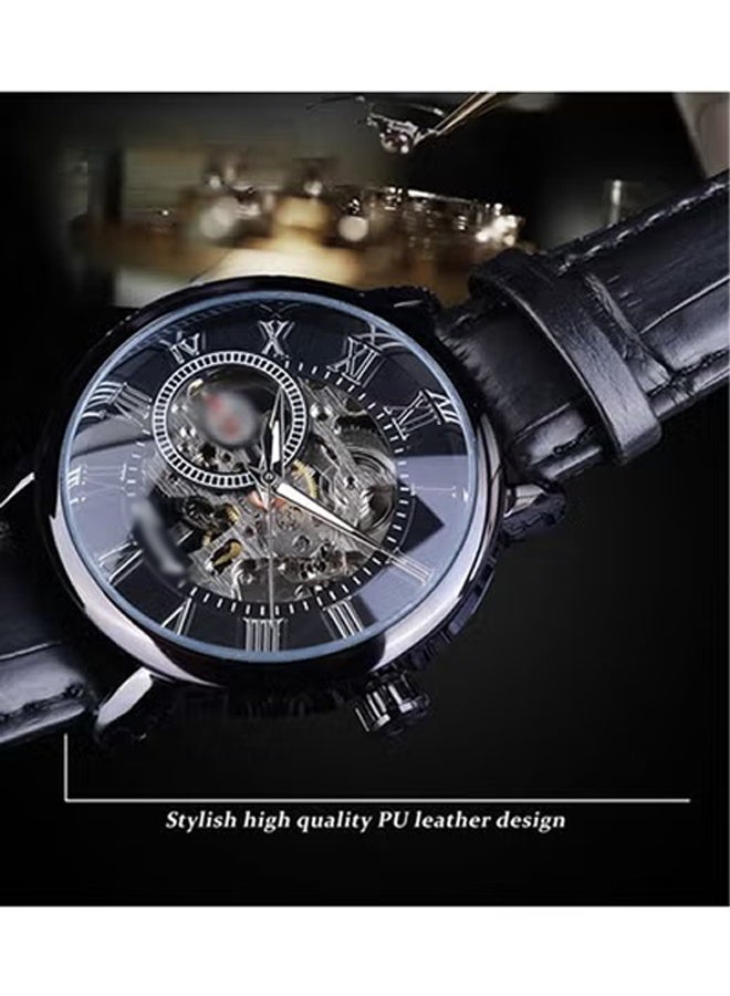 DUNISO Men's Skeleton Automatic Watches,Men's Hollow Carved Watch,Stainless Steel Automatic Watches with A Leather Strap,Business Wristwatch Male,Daily Waterproof,Noctilucent,Suitable for Daily Business Appointments and Work Use - Image 5