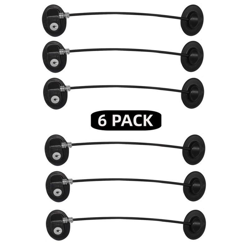 REZIPO Refrigerator Door Lock, File Drawer Lock, Freezer Door Lock and Child Safety Cabinet Lock by REZIPO Black (6) - Image 1