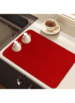 Kuber Industries Kuber Industries Dish Dry Mat | Microfiber Drying Mat | Kitchen Drying Mat | Reversible Mat | Kitchen Absorbent Mat | Dish Dry Mat for Kitchen | 50x70 | Red  - Image 1