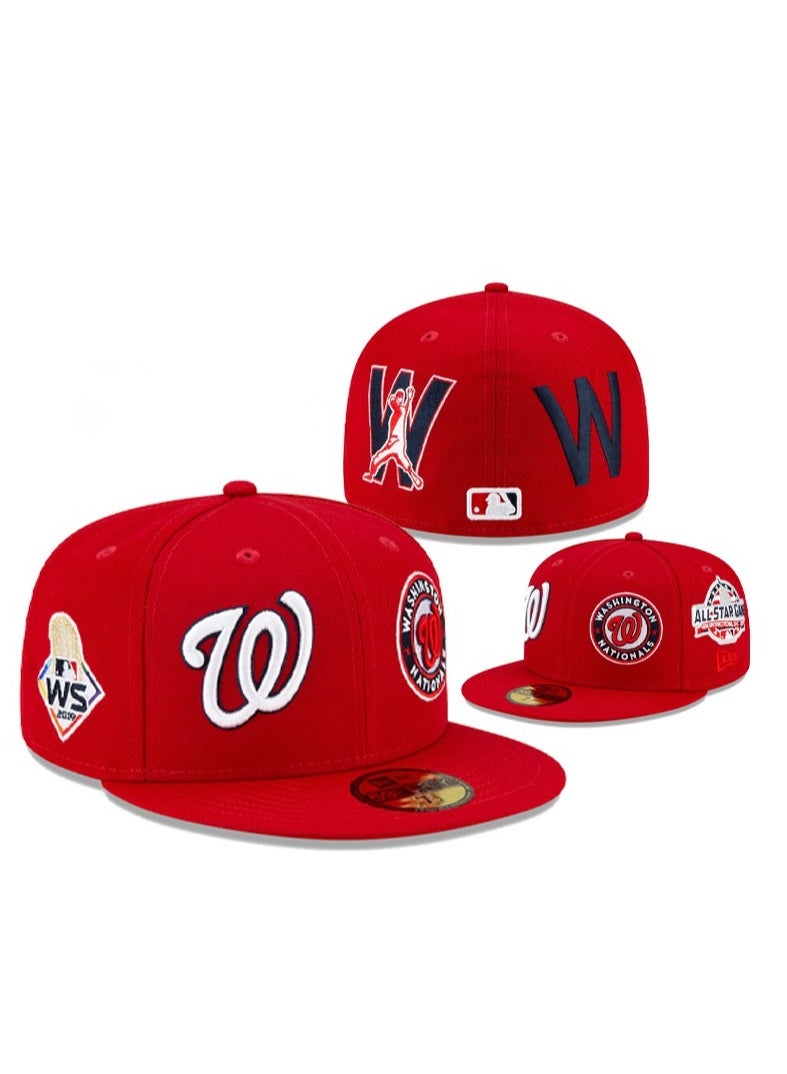 NEW ERA Washington Nationals Red Flat - Brim Baseball Cap, Multi - Team - Logo Embroidered Style - 56.8cm 