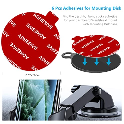 AZXYI Sticky Adhesive Replacement for Windshield Camera Holder, 6pcs 2.76"(70mm) VHB Circle Double-Sided Adhesive Tapes for Dashboard Suction Cup Mount, Mounting Disk Pads, Dash Cam/GPS/Sucker Holder - Image 2