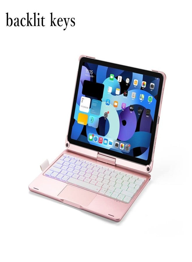 HENGHUI 360 Rotatable Keyboard Case for iPad Air 5th 4th Generation 2022/2020, iPad Pro 11 inch 4th 3rd 2nd Gen Backlight Keyboard with Trackpad, Bluetooth Foldable Keyboard Cover (Rosegold) - Image 2