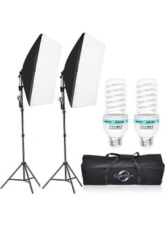 Glanfen Photography Softbox Lighting Kit with 2pcs 135W Bulbs Softboxs and Carry Bag  - Image 1