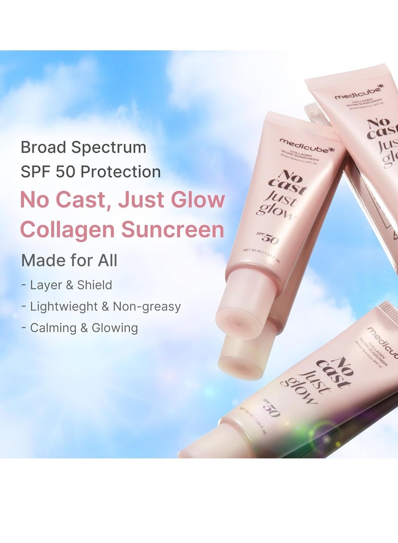 BARUBT Sunscreen No Cast Just Glow Collagen, SPF 50 | SPF 50 Hydrating Face Sunscreen - Lightweight & Non-Sticky Formula, Peptide & Cica for Soothing & Glow, Same as Medicube,Korean Skincare - Image 2