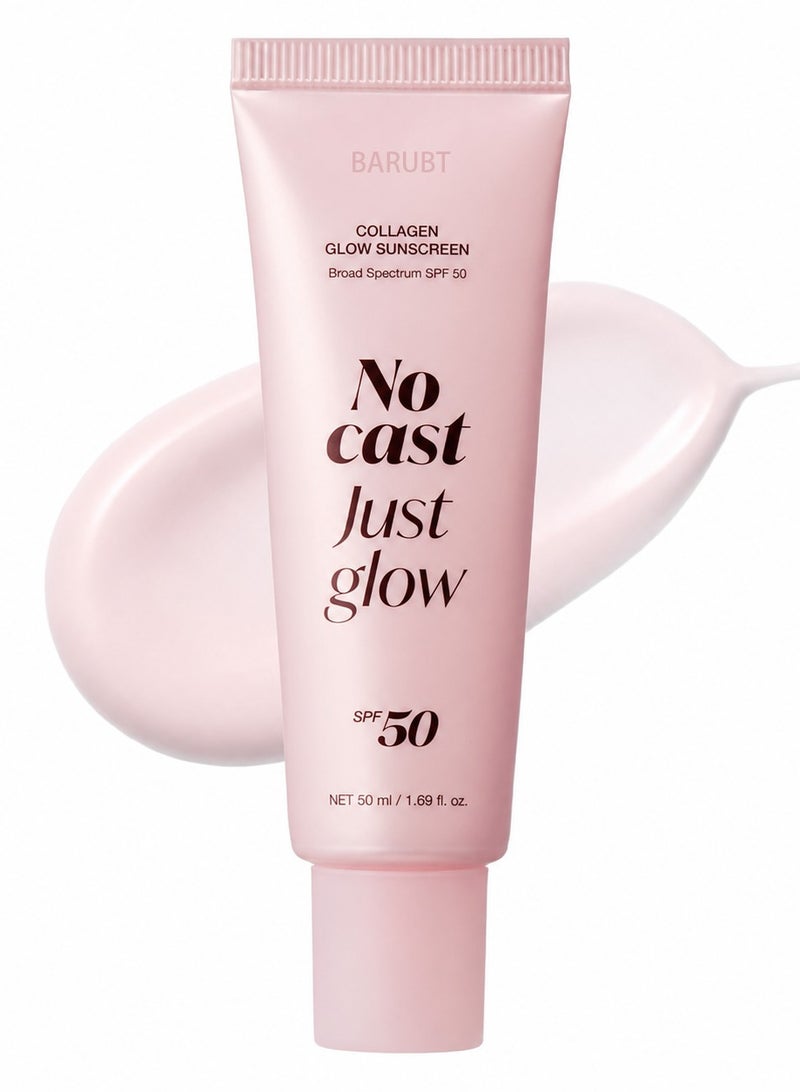 BARUBT Sunscreen No Cast Just Glow Collagen, SPF 50 | SPF 50 Hydrating Face Sunscreen - Lightweight & Non-Sticky Formula, Peptide & Cica for Soothing & Glow, Same as Medicube,Korean Skincare - Image 1