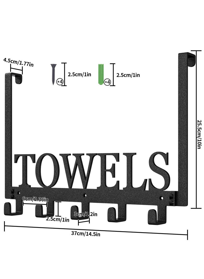 Versatile Over Door Hook Rack, 5 Hooks for Coats, Towels and Hats, Perfect for Any Room, 37cm Black Hanger - Image 3