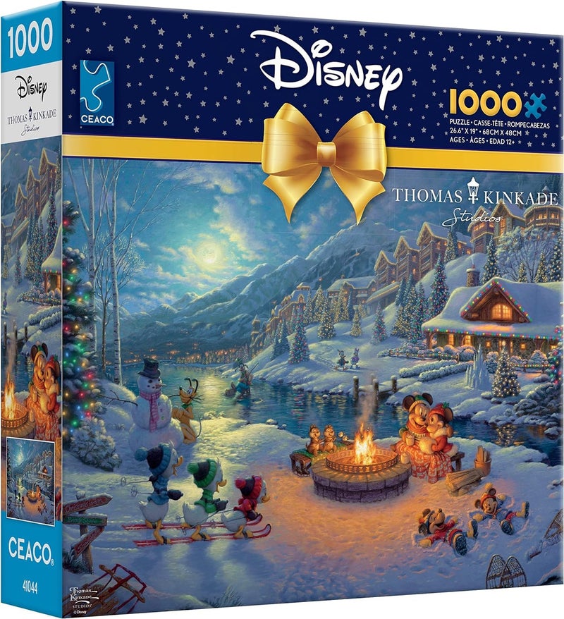 Ceaco - Thomas Kinkade - Disney Dreams Collection - Holiday - Mickey and Minnie Christmas Lodge - 1000 Piece Jigsaw Puzzle - Image 3