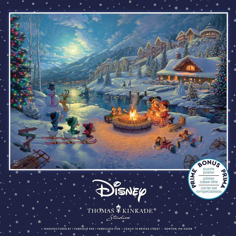 Ceaco - Thomas Kinkade - Disney Dreams Collection - Holiday - Mickey and Minnie Christmas Lodge - 1000 Piece Jigsaw Puzzle - Image 4