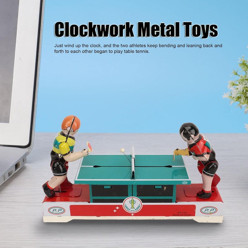 كلاراكو ألعاب مصنوعة من الصفيح، ألعاب معدنية تعمل باللف مع لاعب تنس طاولة، ألعاب مصنوعة من الصفيح العتيق، ألعاب تجميعية ربيعية آلية لتزيين مقهى المنزل، أعياد الميلاد - Image 2
