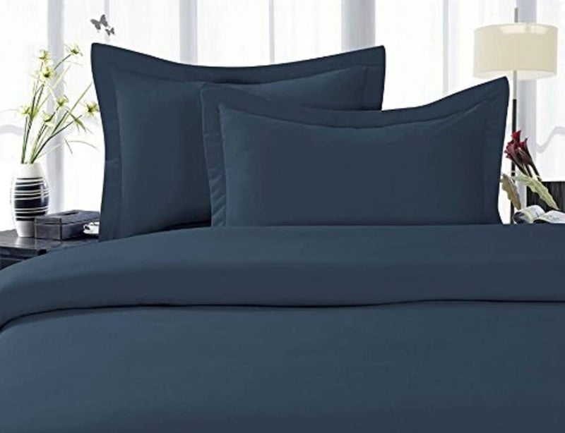 Elegance Linen 1500 Thread Count Wrinkle Resistant Ultra Soft Luxurious Egyptian Quality 2pc Duvet Cover Set, Solid, Twin/XL, Navy Blue - Image 1