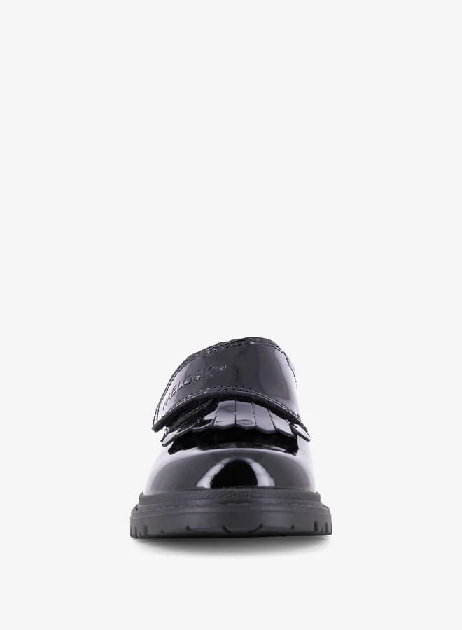 Pablosky Girls Cutout Fringe Accent School Shoes with Hook and Loop Closure
