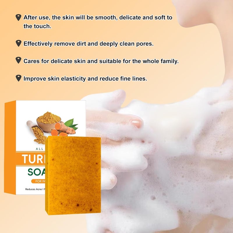 FITactic Lemon Turmeric Kojic Soap Kojic and Turmeric Soap Jabon De Curcuma Para Las Manchas TurmericSoap Bar for Face and Body Moisturizing Deep Cleansing - Image 3