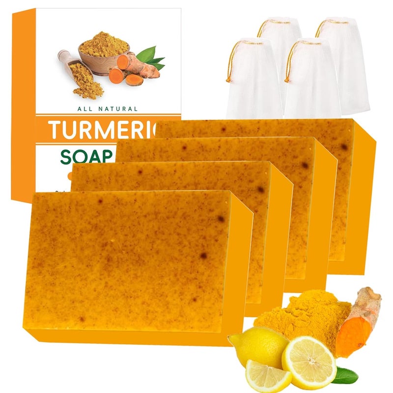 FITactic Lemon Turmeric Kojic Soap Kojic and Turmeric Soap Jabon De Curcuma Para Las Manchas TurmericSoap Bar for Face and Body Moisturizing Deep Cleansing - Image 1