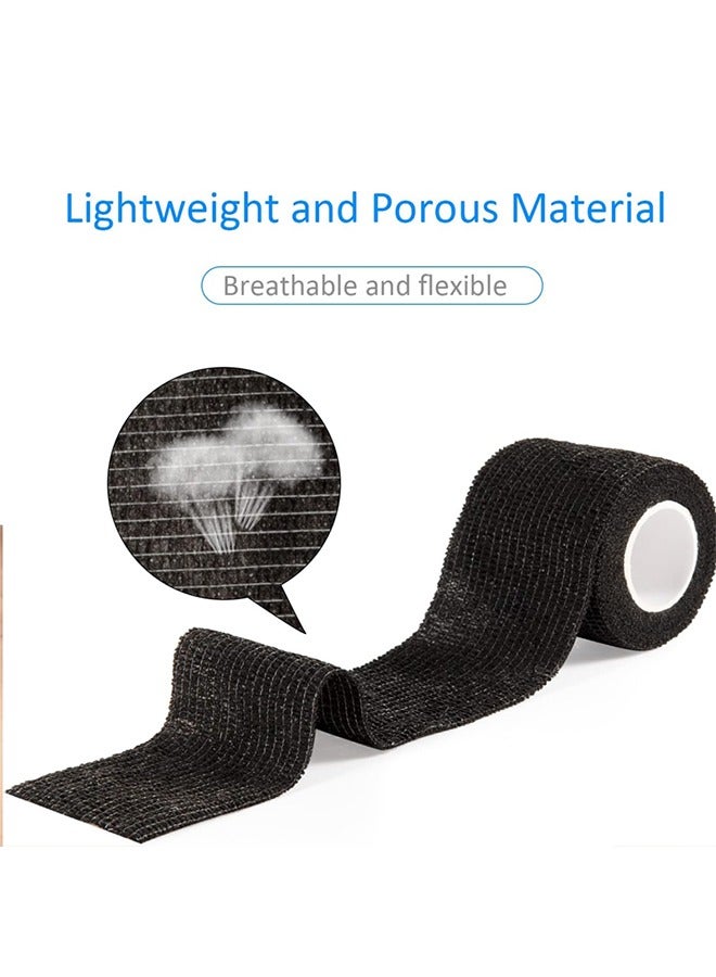 12 Pack Self Adhesive Bandage Wrap （ 5 X 450 cm） Elastic Bandage Wrap Self Adherent Cohesive Tape Bandages for Wrist Ankle Vet Wrap for Dogs Swelling Sprains Athletic Tape Grip Cover (Black) - Image 3