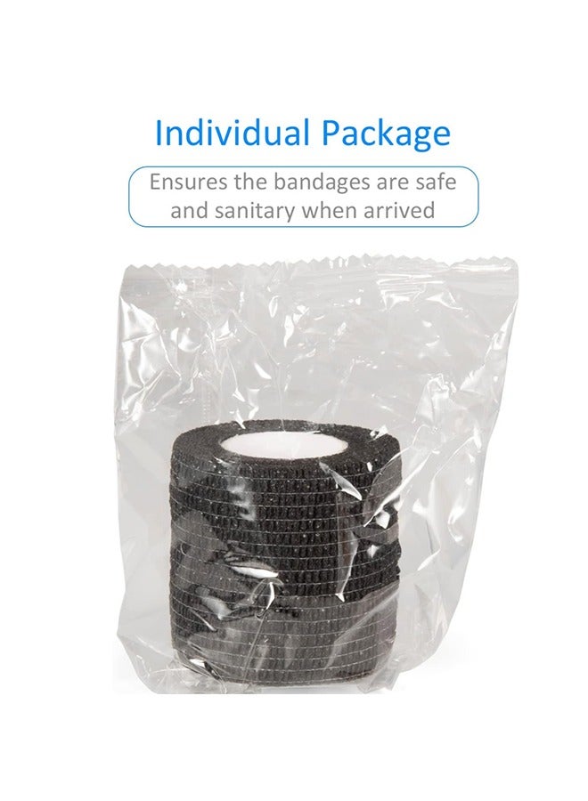 12 Pack Self Adhesive Bandage Wrap （ 5 X 450 cm） Elastic Bandage Wrap Self Adherent Cohesive Tape Bandages for Wrist Ankle Vet Wrap for Dogs Swelling Sprains Athletic Tape Grip Cover (Black) - Image 4