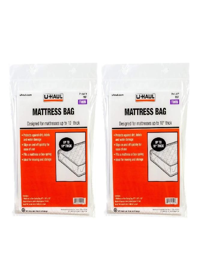 U-Haul U-Haul Twin Mattress Bags for Moving, Storage, and Renovation Protection - 87" x 39" x 10" Bags - Pack of 2 Bags  - Image 2