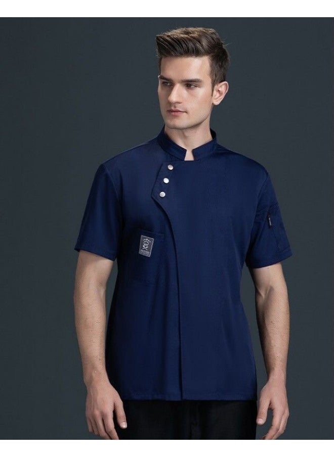 NIBEMINENT Shirt Jaket Barber Breathable Short Coat Sleeve Uniform  Wear Restaurant Sushi Chef Costumes Waiter Kitchen Cook  - Image 1