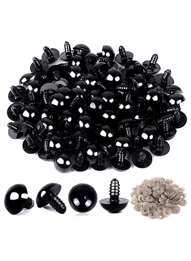 SYOSI 120 Pcs Plastic Safety Crochet Doll Eyes Bulk with Washers, for Crochet Crafts Washer Assorted Sizes for Doll, Plush Animal and Teddy Bear Puppet Craft Making (0.24 Inch/6 mm) - Image 1