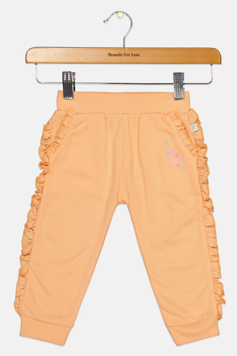 Hamleys Toddlers Girl Embroidered Jogger Pants, Peach - Image 3