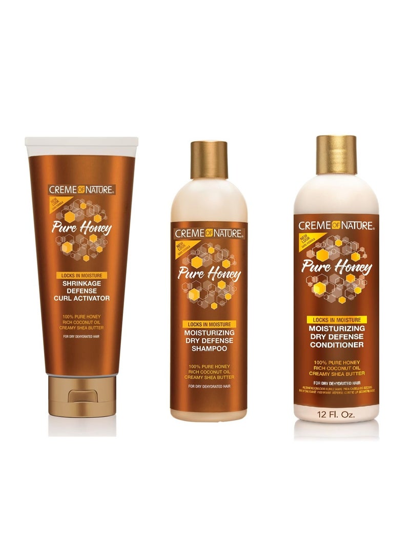 Creme of Nature Curl Activator, Pure Honey formula with Coconut Oil and Shea Butter - Dry Defense Conditioner and Shampoo for Damaged Hair - Image 1