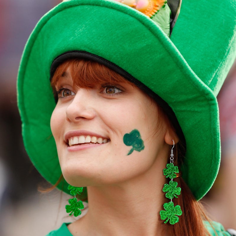 Fullive St Patricks Day Earrings, Acrylic Four Leaf Clover Earrings, St Patricks Day Accessories, Irish Festival Good Luck Dangle - Image 5
