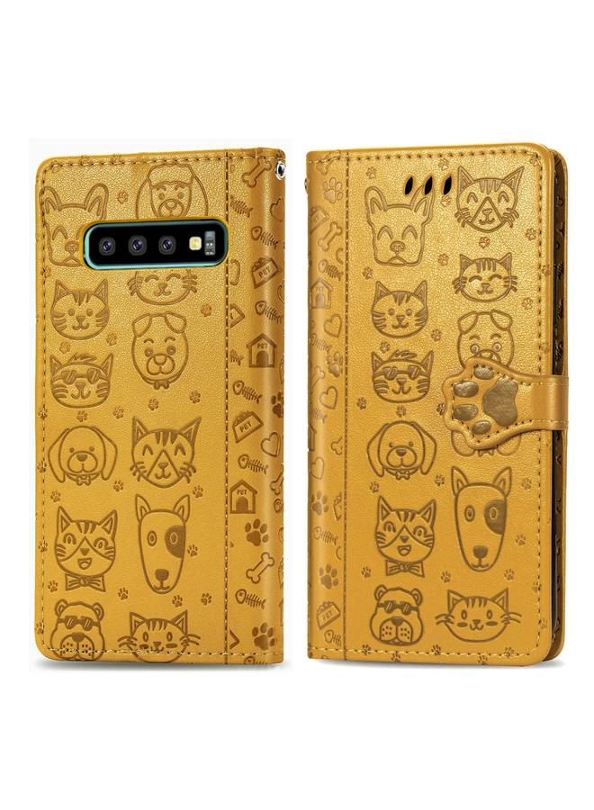 Zaboon Case For Galaxy S10 Cute Cat and Dog Embossed Horizontal Flip Leather Case with Bracket / Card Slot / Wallet / Lanyard - Image 2