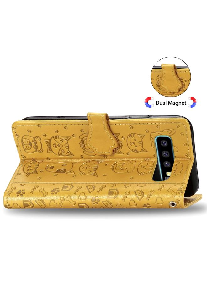 Zaboon Case For Galaxy S10 Cute Cat and Dog Embossed Horizontal Flip Leather Case with Bracket / Card Slot / Wallet / Lanyard - Image 4