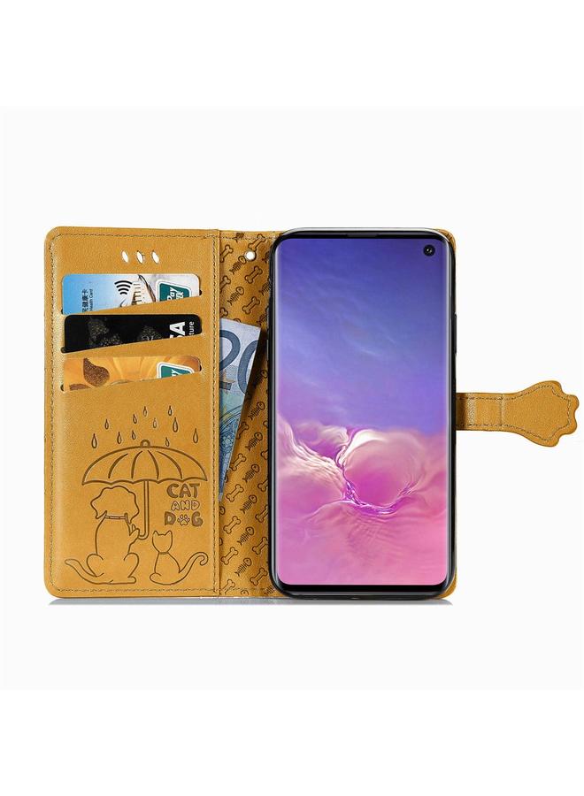 Zaboon Case For Galaxy S10 Cute Cat and Dog Embossed Horizontal Flip Leather Case with Bracket / Card Slot / Wallet / Lanyard - Image 3