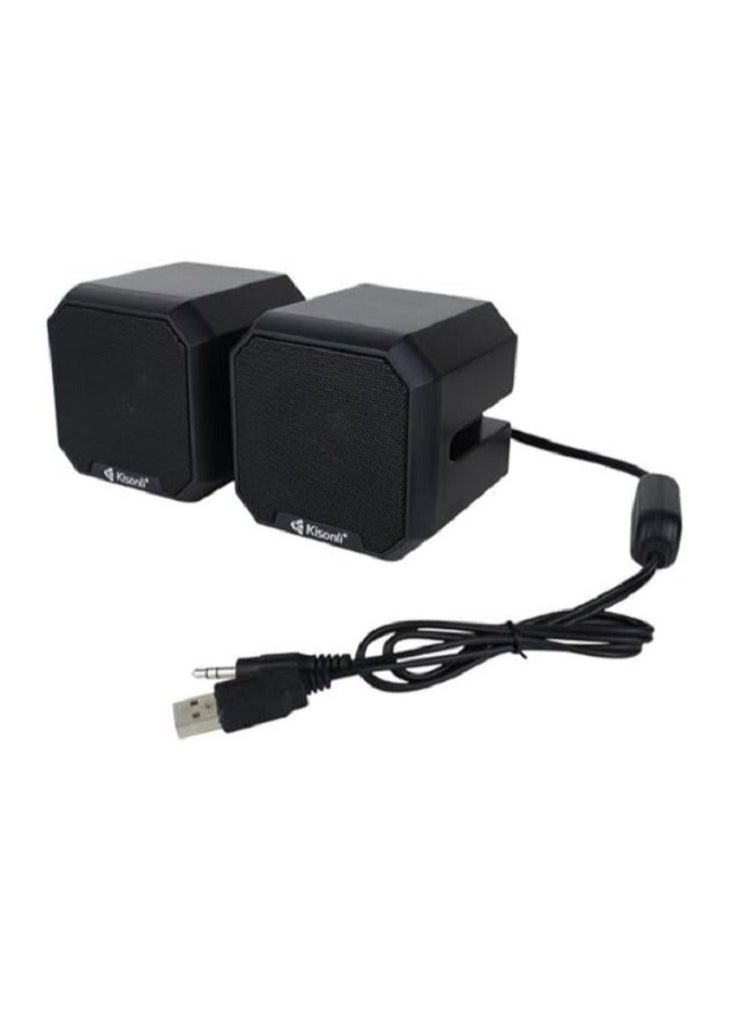 Kisonli Kisonli KS-02 Computer Multimedia Speakers mini - 3W*2 Channel Wired Stereo Sound - 3.5mm Jack + 2.0 USB Powered For Gaming/Movie/Music/PC/Laptop  - Image 2