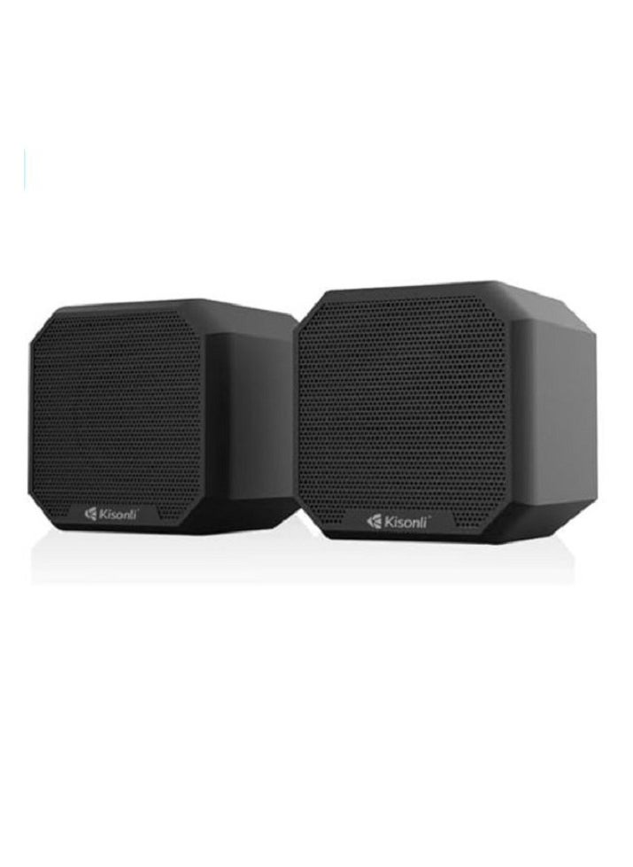 Kisonli Kisonli KS-02 Computer Multimedia Speakers mini - 3W*2 Channel Wired Stereo Sound - 3.5mm Jack + 2.0 USB Powered For Gaming/Movie/Music/PC/Laptop  - Image 1