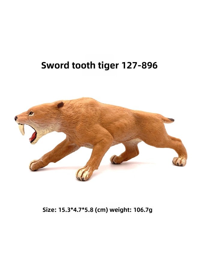 Children's Cognitive Simulation Wildlife Model Toy Big Lion Black Wolf Saber-toothed Tiger Toy Model Ornaments-Color:Saber-toothed Tiger 127-896 - Image 1