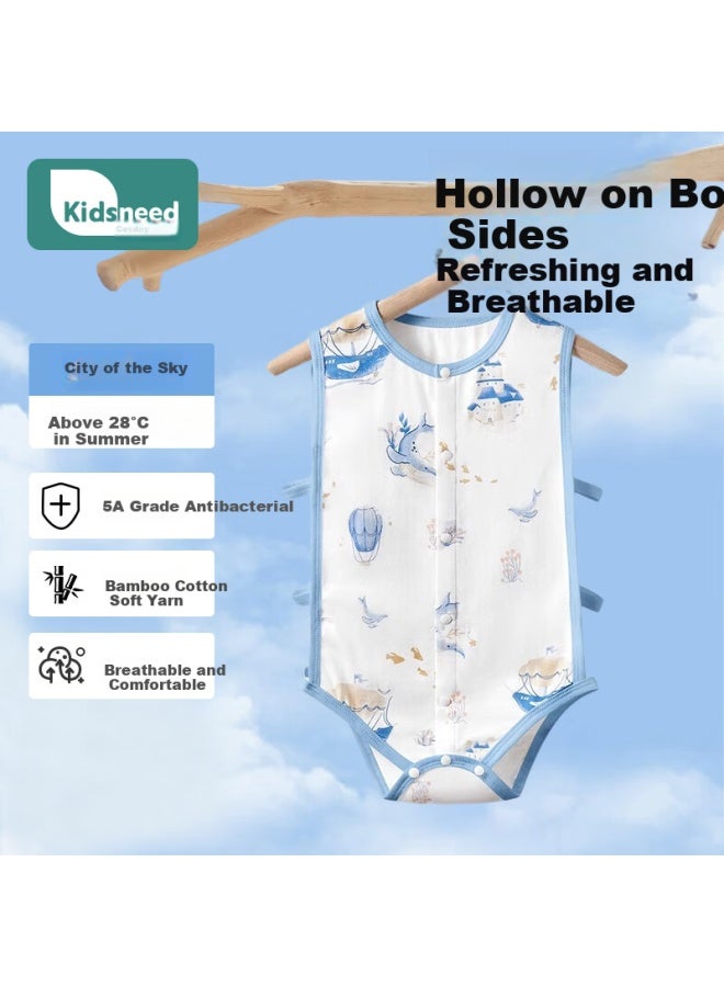 Kidsneed Baby Clothes Summer Pipa Bodysuit Bamboo Cotton Newborn Romper Baby Diaper Cover Crawling Suit Children Sleeping Bag Size 73 - Image 1