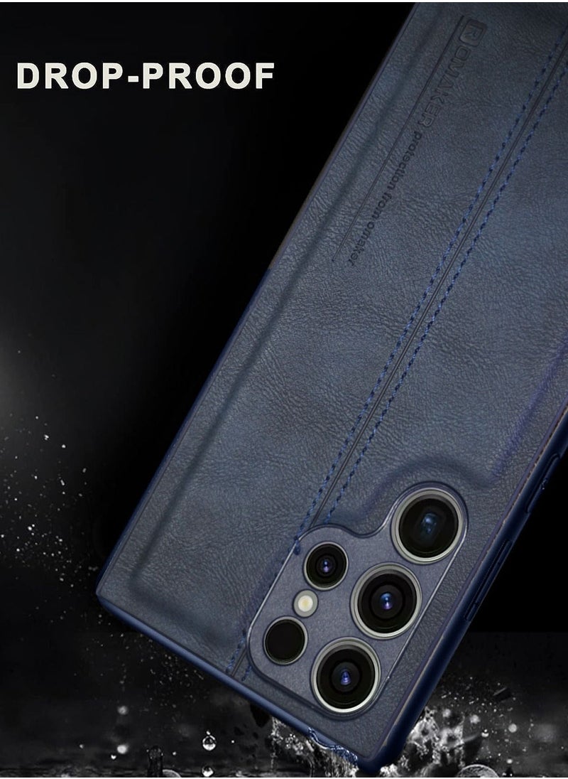 OMAKER Luxury PU Leather Shockproof Case Cover For Samsung Galaxy S23 Ultra 5G 2023 Navy Blue  - Image 4