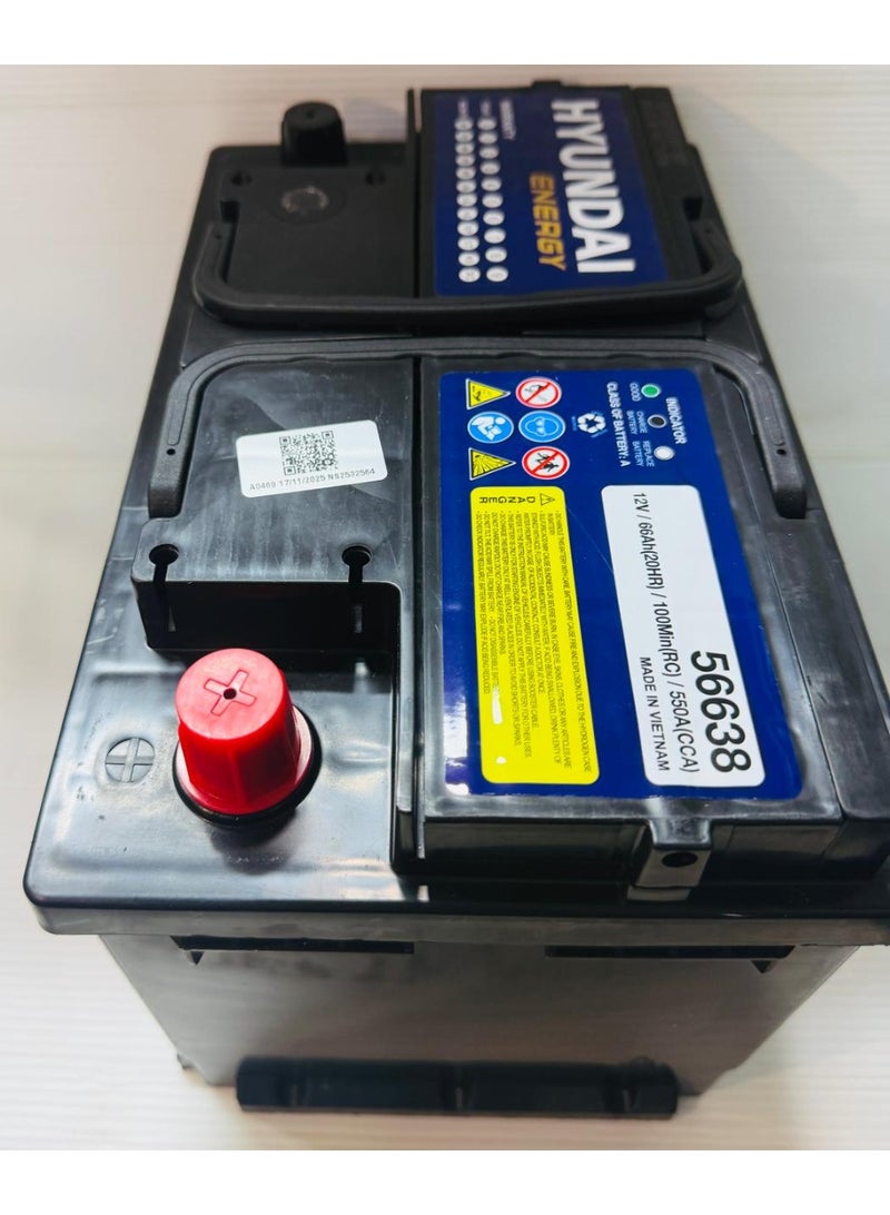 HYUNDAI Car Battery 12V 66AH 56638/DIN66L - Image 3