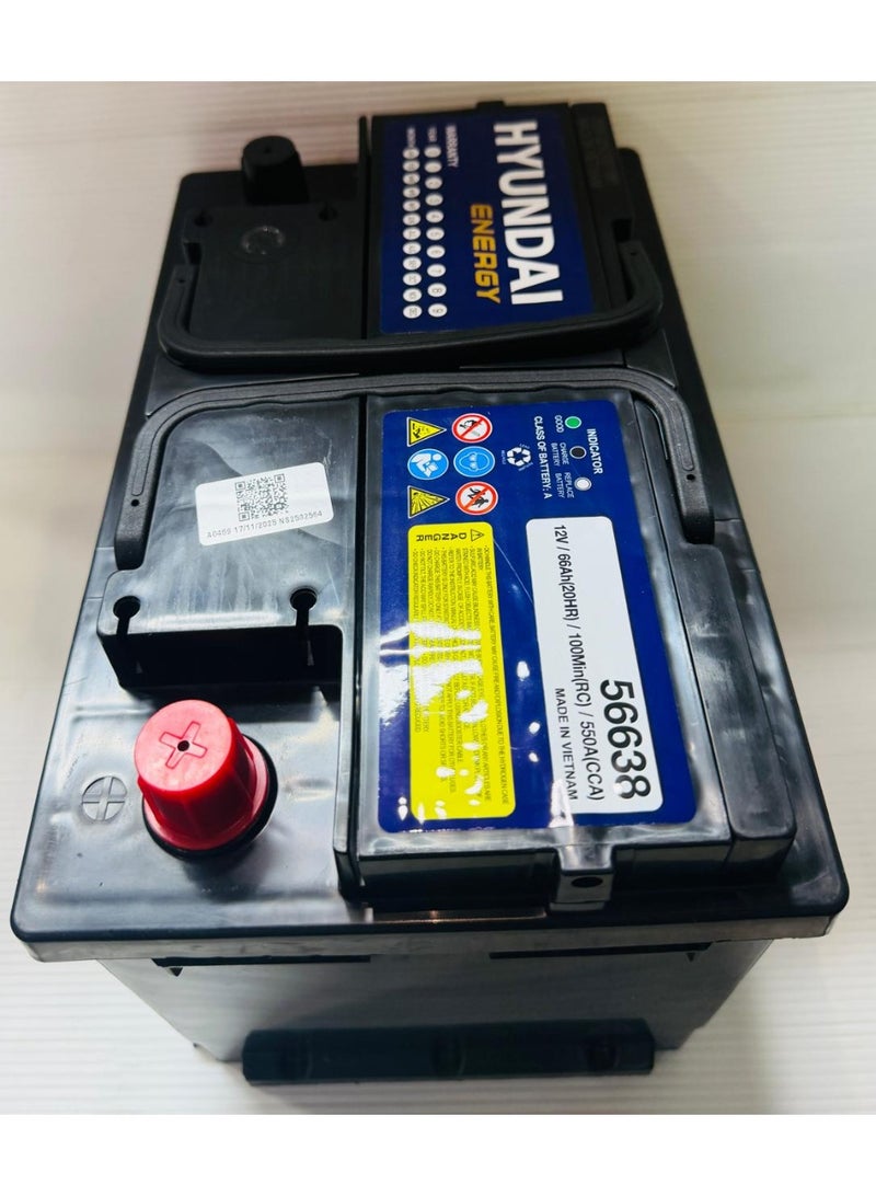 HYUNDAI Car Battery 12V 66AH 56638/DIN66L - Image 2