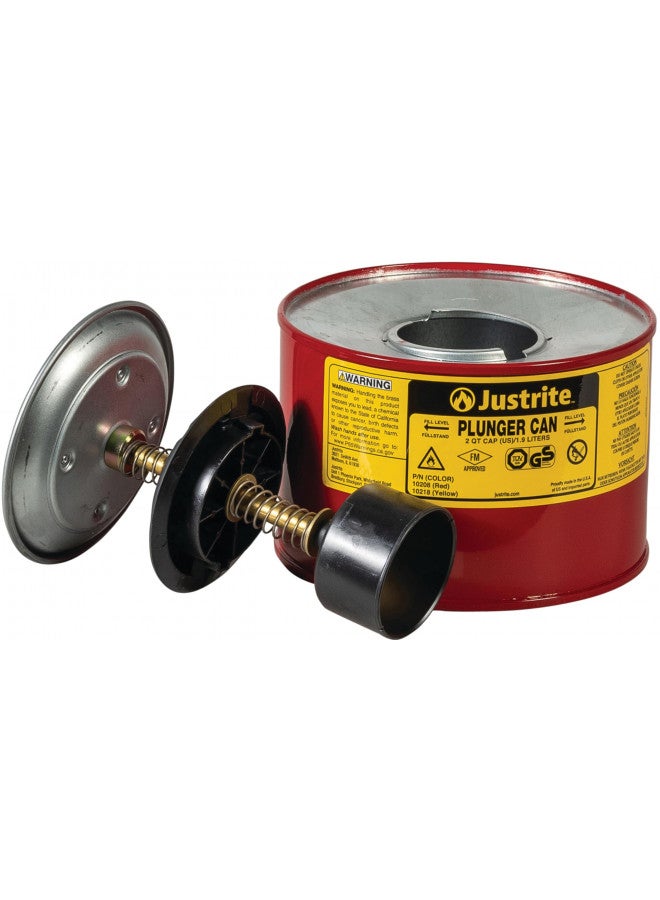 Justrite Justrite 10208 2 Quart, 7.25" H, 7 3/8" O.D, Premium Coated Steel Plunger Can with Brass and Ryton Pump Assembly  - Image 4