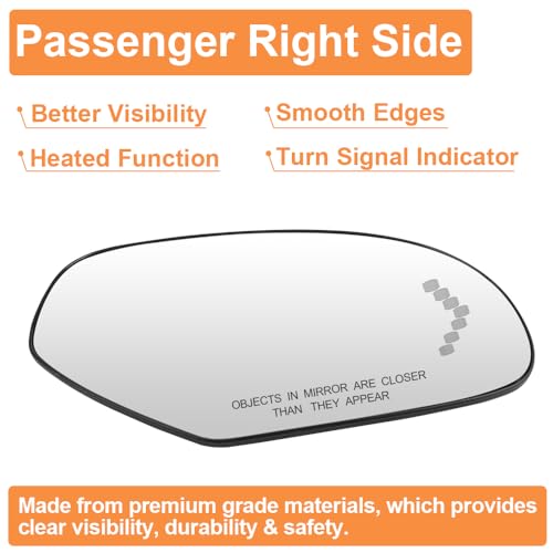 Senzeal Passenger Side Heated Mirror Glass Replacement with Turn Signal Light for Chevy Silverado Suburban Tahoe Avalanche Cadillac Escalade GMC Sierra Yukon 2007-2014 GM1325138 (Right Side) - Image 5