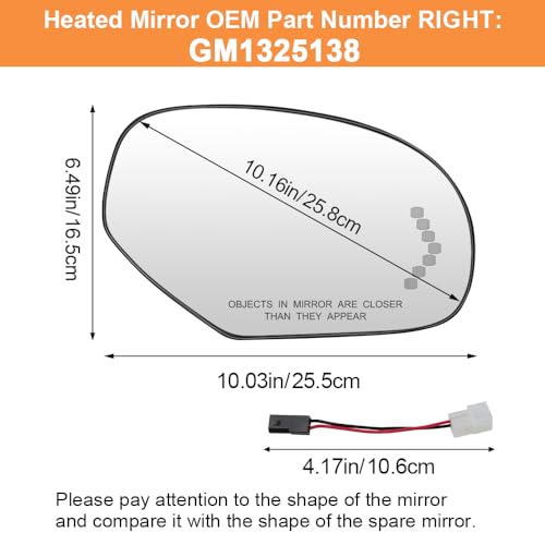 Senzeal Passenger Side Heated Mirror Glass Replacement with Turn Signal Light for Chevy Silverado Suburban Tahoe Avalanche Cadillac Escalade GMC Sierra Yukon 2007-2014 GM1325138 (Right Side) - Image 2
