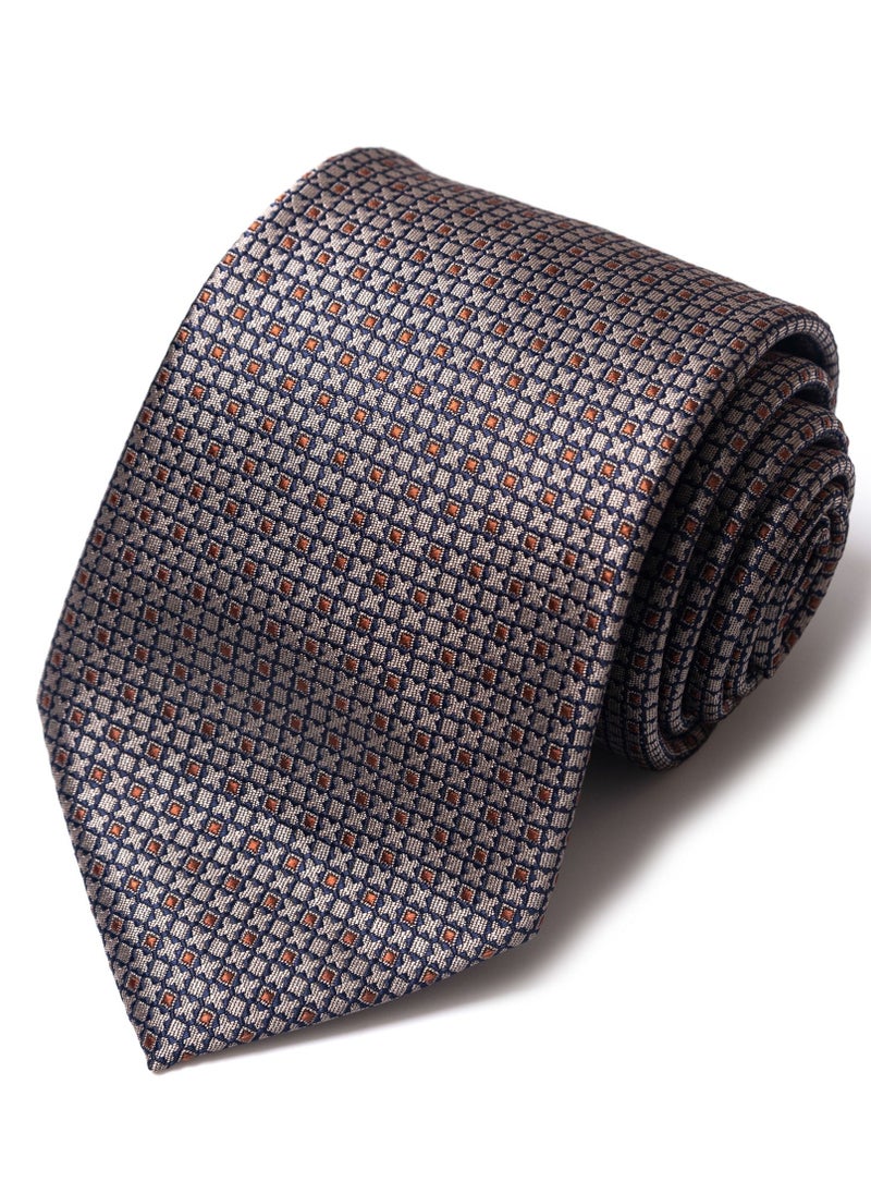 Loquat Brown Patterned Polyester Necktie 
