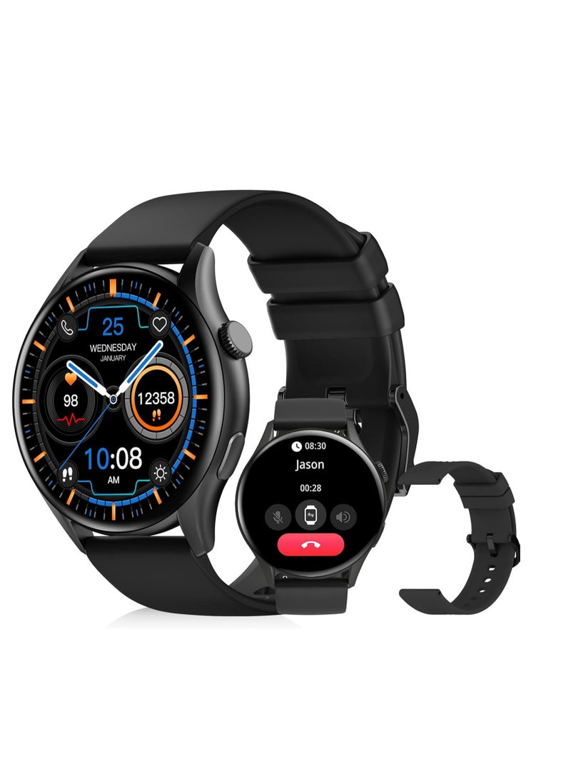 PEJE PEJE ZW10-AMD 1.43" Smartwatch -Smart Watches for Men, SpO2/HR/Sleep Monitor, Muslim Prayer Alerts,IP68 Waterproof, 120 Sports Modes, Bluetooth Calls Compatible Android iOS,Bring a spare strap (Black) - Image 1