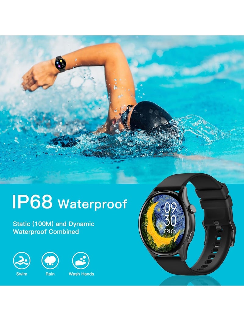 PEJE PEJE ZW10-AMD 1.43" Smartwatch -Smart Watches for Men, SpO2/HR/Sleep Monitor, Muslim Prayer Alerts,IP68 Waterproof, 120 Sports Modes, Bluetooth Calls Compatible Android iOS,Bring a spare strap (Black) - Image 3