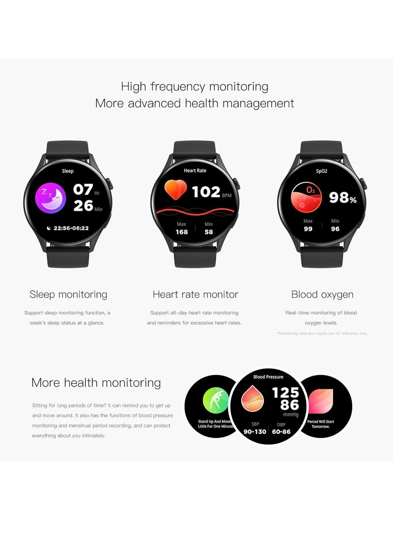 PEJE PEJE ZW10-AMD 1.43" Smartwatch -Smart Watches for Men, SpO2/HR/Sleep Monitor, Muslim Prayer Alerts,IP68 Waterproof, 120 Sports Modes, Bluetooth Calls Compatible Android iOS,Bring a spare strap (Black) - Image 4