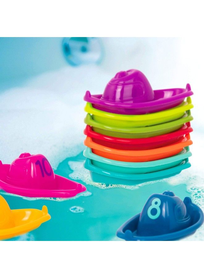 BATTAT 10 Bath Boats Numbered & Stackable Bathtime Toys Floating Toy Boats For The Bath Pool Beach Educational Toys Stackin’ Boats 6 Months + (Bt2688Z) - Image 3