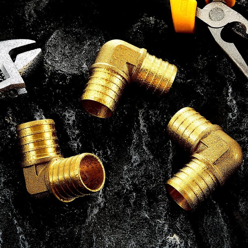 Dunzy 8 Pieces 1 Inch PEX Fittings Elbow 90 Degree Brass Fittings Crimp Pipe Fittings for PEX Tubing Plumbing Tool - Image 4
