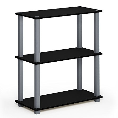 Furinno TurnSTube 3Tier Compact Multipurpose Shelf Display Rack with Square Tube BlackGrey