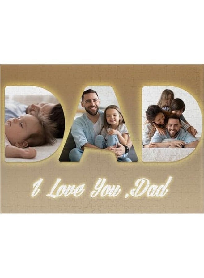 جيني احجية صور مخصصة من صور عيد الاب 1000/500/300 قطعة احجية صور مخصصة للبالغين افضل هدايا الاب على الاطلاق هدايا الجد وهدايا عيد ميلاد الاب - Image 1