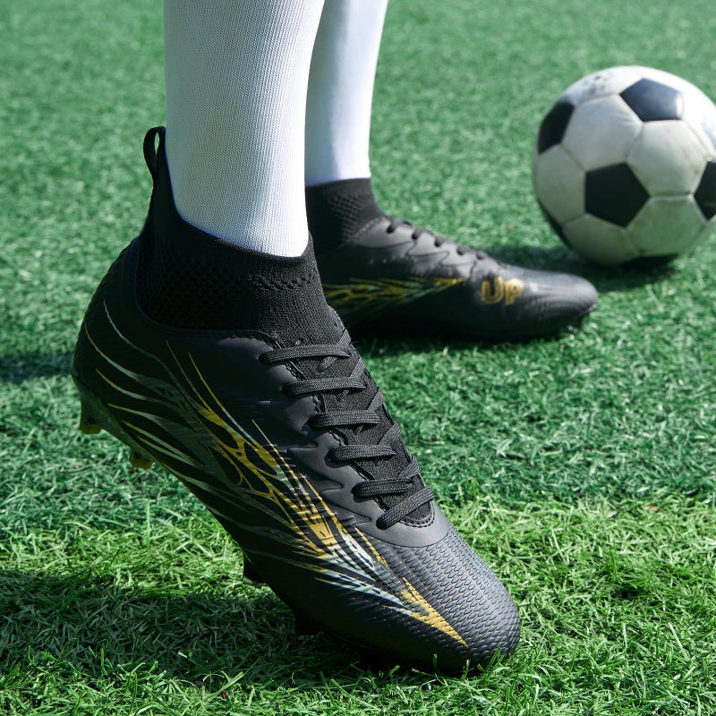 Up run Football Cleats for Men Women High Top Soccer Shoes FG Long Spikes Football Shoes Adult Lightweight Outdoor Professional Athletic Training - Image 2