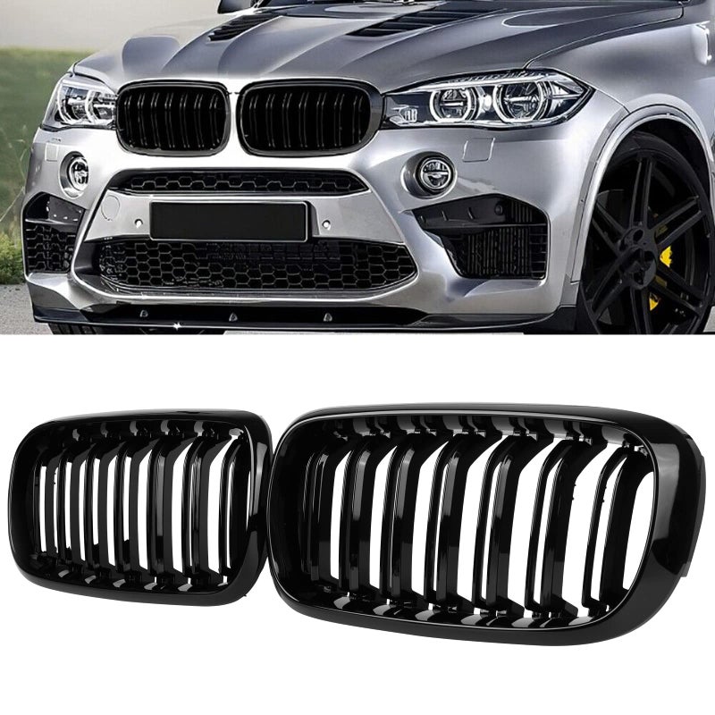 DEKEWEI F15 Grill Front Kidney Grille for 20142018 X5 Series F15 20152019 X6 Series F16 X5M F85 X6M F86 Double Slats Gloss Black Grills 2pcs