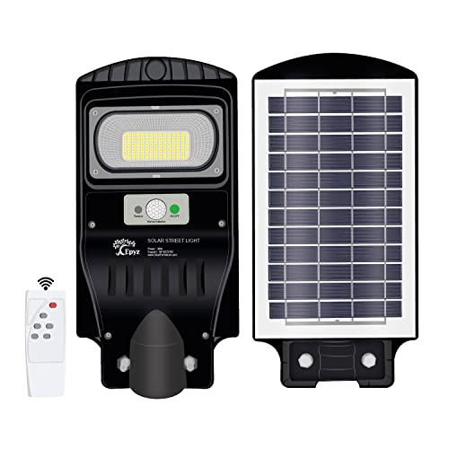 Epyz Plastic 60 Watt Solar Street Lights with Remote, 256 LEDs, Motion Sensor and Dusk to Dawn for Garden, Street, Lawn [ with Out Pole ] [ Pack of 1, Cold White Light ] - Image 1