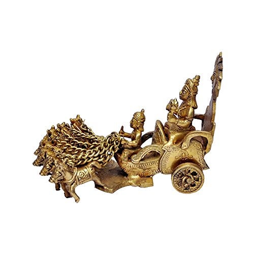 Idol Collections Brass Lord Surya with His 7 Horses sculpture , 8.5-inch, Standard, Golden - Image 3